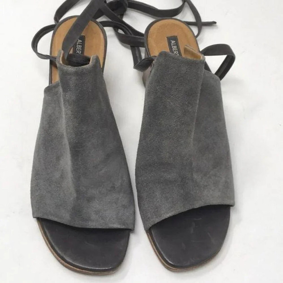 Alberto Fermani Shoes Sandals Heels Mules Lace Up Leg Italy Gray Suede 38 US 8 - Picture 5 of 16